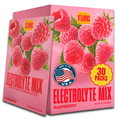 Dr. Price’s Electrolytes Hydration Powder Packets – Raspberry, 30 Packs | Sugar Free Electrolyte Drink Mix, 72+ Trace Minerals, Manganese | Keto Electrolytes, - PrimeBioHealth - canada supplements