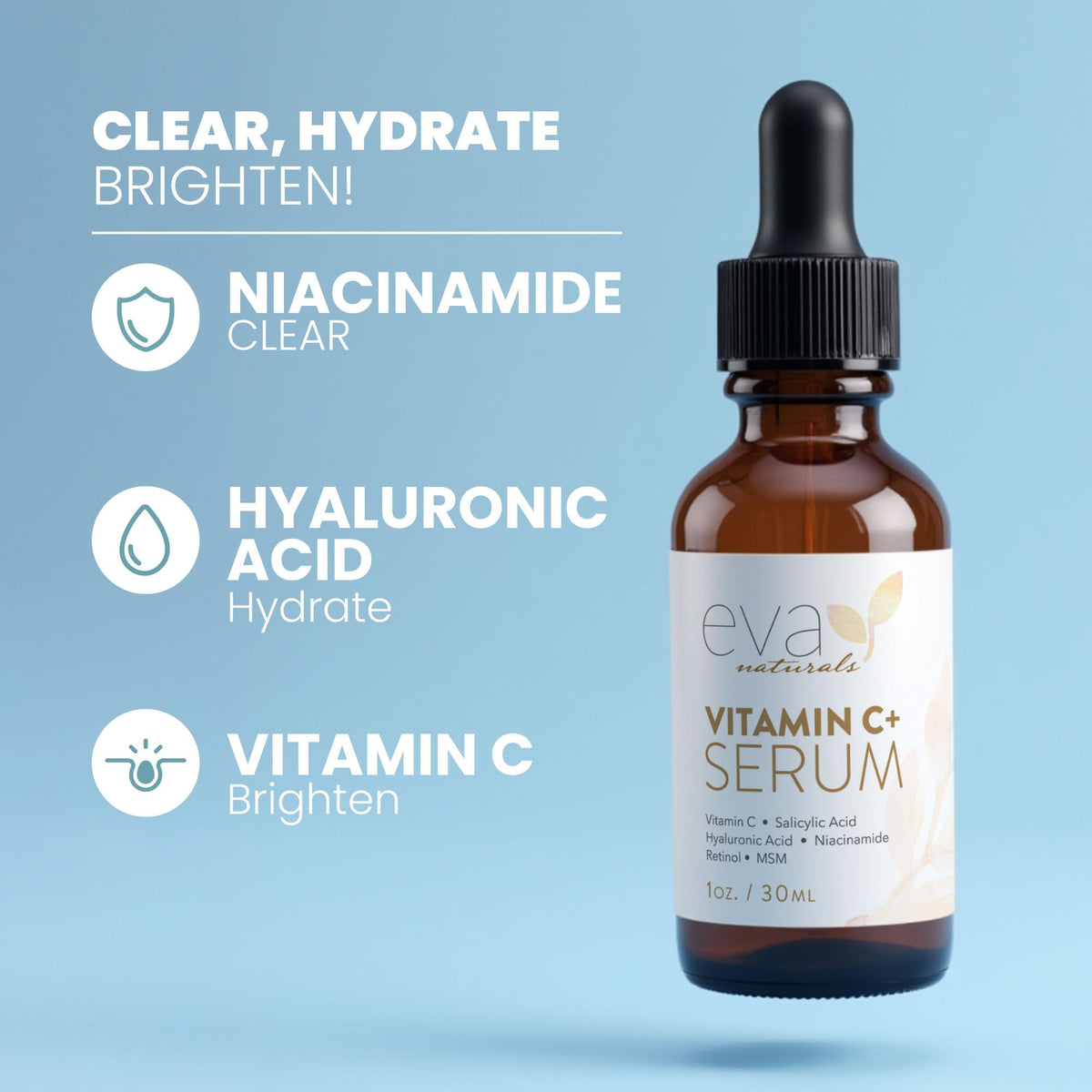 Eva Naturals Vitamin C Serum for Face – Anti Aging Dark Spot Remover & Corrector with Retinol, Hyaluronic Acid - PrimeBioHealth - canada supplements