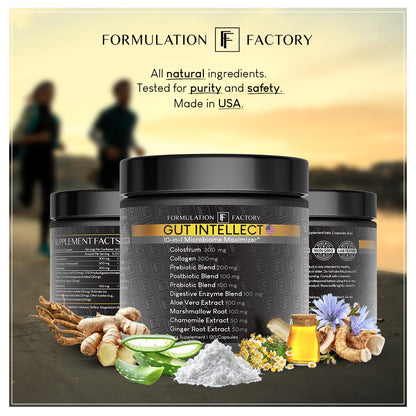 Formulation Factory Probiotics for Women & Men - Gut Intellect 10-in-1 Digestive Enzymes with Prebiotics and Postbiotics - Total Gut Health Supplement - PrimeBioHealth - canada supplements