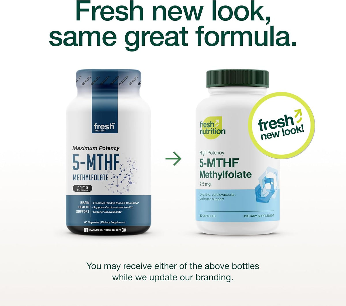 Fresh Nutrition L Methylfolate 7.5mg – DNA Verified for Maximum Potency – Superior Bioavailability – 5-MTHF Methyl Folate - 90 Capsules - PrimeBioHealth - canada supplements