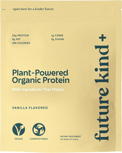 Future Kind Vegan Protein Powder, Vanilla, Pea Plant Protein for Lean Muscle with Iron & Fiber, Whey-Free, Sugar-Free, Soy-Free, Non-Dairy (34 Servings) - PrimeBioHealth - canada supplements