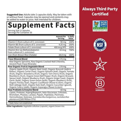 Garden of Life Vitamin Code Healthy Blood - Iron Supplement for Women, 60 Vegan Capsules, with Vitamins B, C, Trace Minerals - PrimeBioHealth - canada supplements