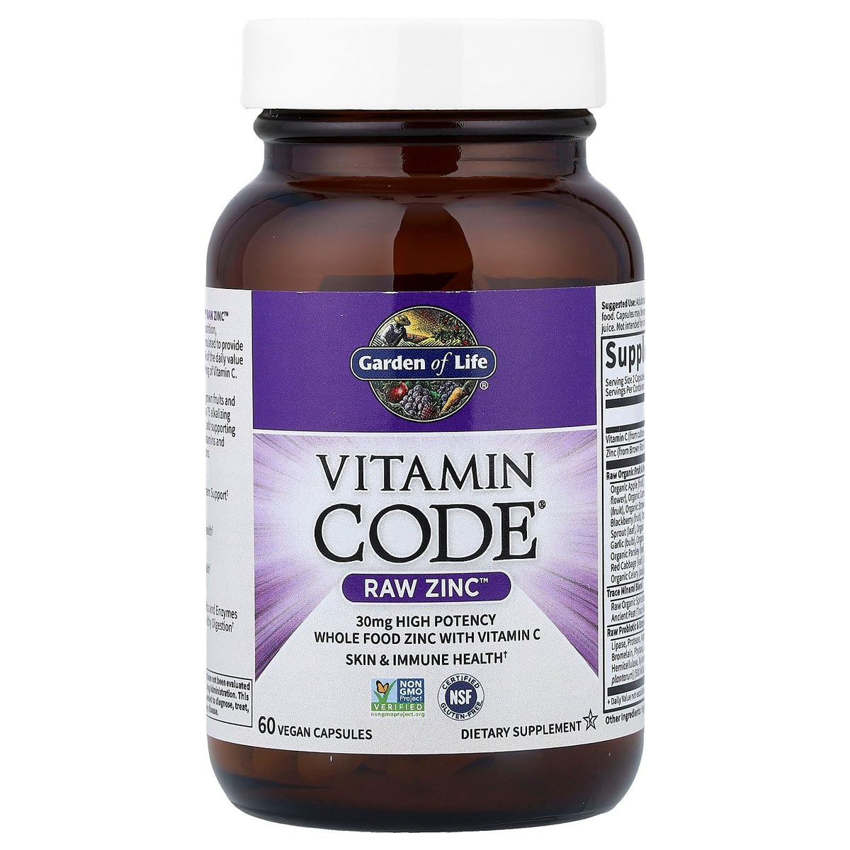 Garden of Life Zinc Supplements 30mg High Potency Raw Zinc and Vitamin C Multimineral Supplement, Vitamin Code Vitamins Trace Minerals & Probiotics - PrimeBioHealth - canada supplements
