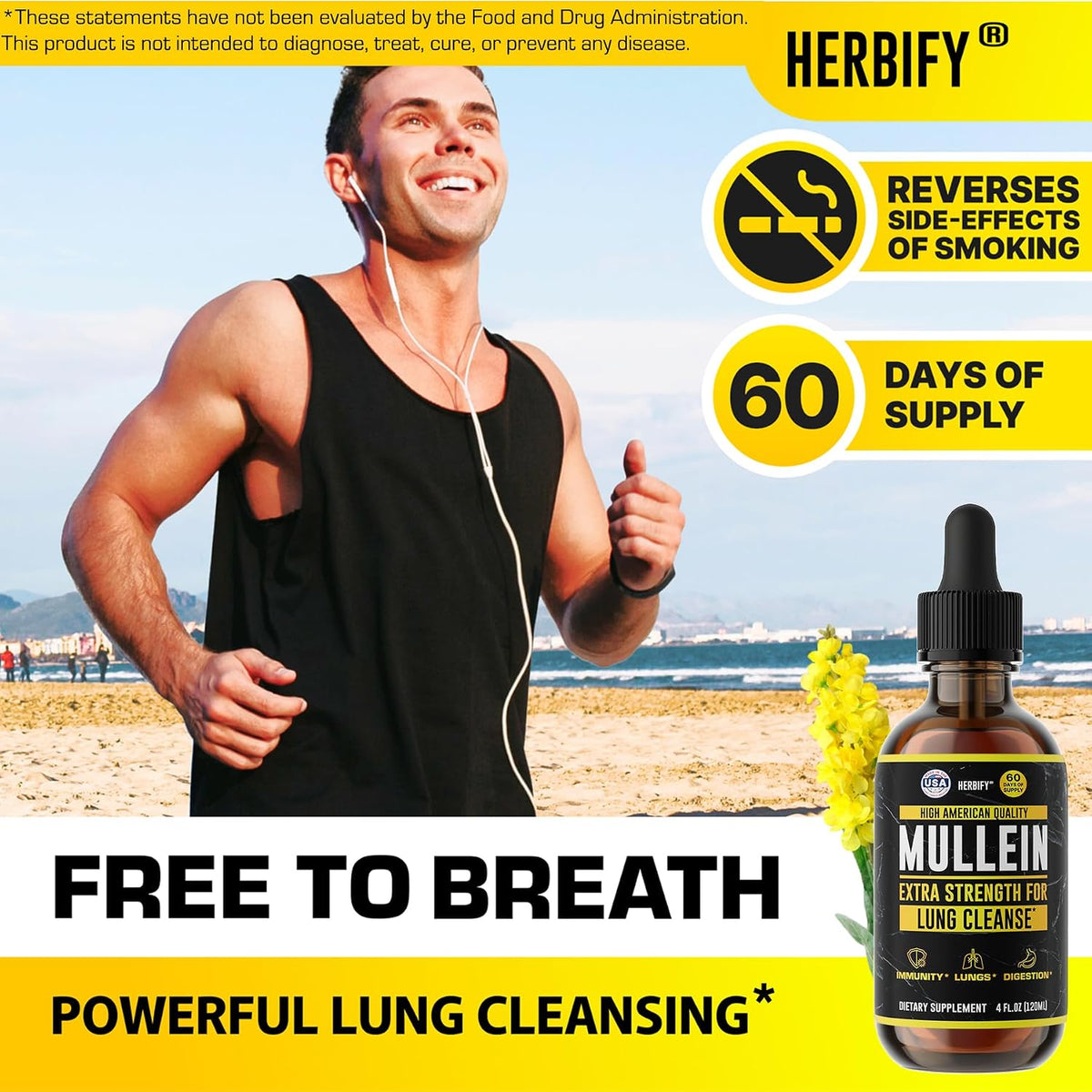 HERBIFY Bundle - Lions Mane & Mullein 4 Fl Oz Drops - Supplement for Memory, Focus & Clarity & Immune Support, Lung Cleanse and Bronchial Support - PrimeBioHealth - canada supplements