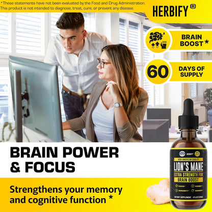 HERBIFY Bundle - Lions Mane & Mullein Vanilla 4 Fl Oz Drops - Supplement for Memory, Focus & Clarity & Immune Support, Lung Cleanse and Bronchial Support - PrimeBioHealth - canada supplements