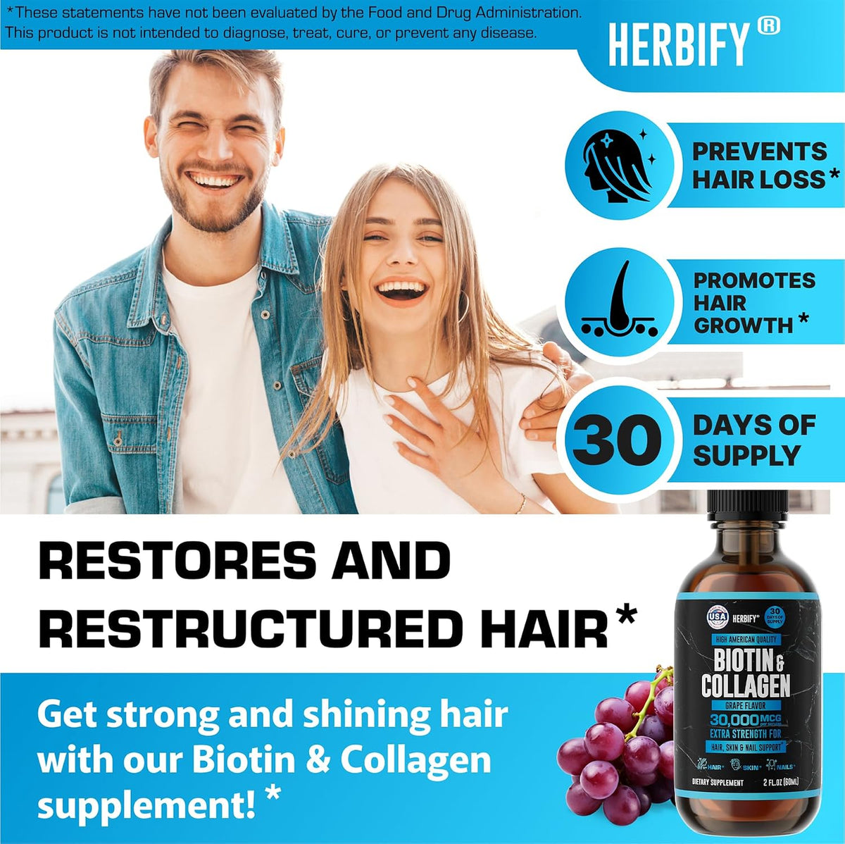 HERBIFY Bundle - Mullein Leaf Extract & Biotin and Collagen - Respiratory Support & Hair Skin and Nails Vitamins Support - PrimeBioHealth - canada supplements