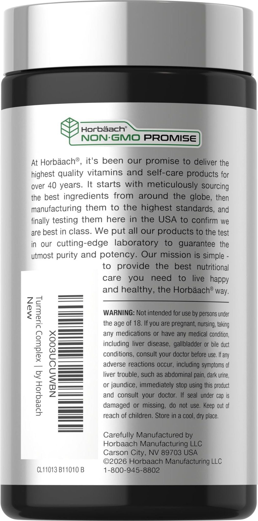 Horbäach Turmeric Curcumin Supplement | 180 Capsules | with Black Pepper & Tart Cherry | Non-GMO & Gluten Free - PrimeBioHealth - canada supplements