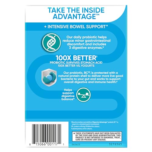 IBS Daily Probiotic Capsules for Digestive Health & Gut Health, Digestive Advantage Probiotics For Men and Women (96 count box) - Digestible Enzymes - PrimeBioHealth - canada supplements