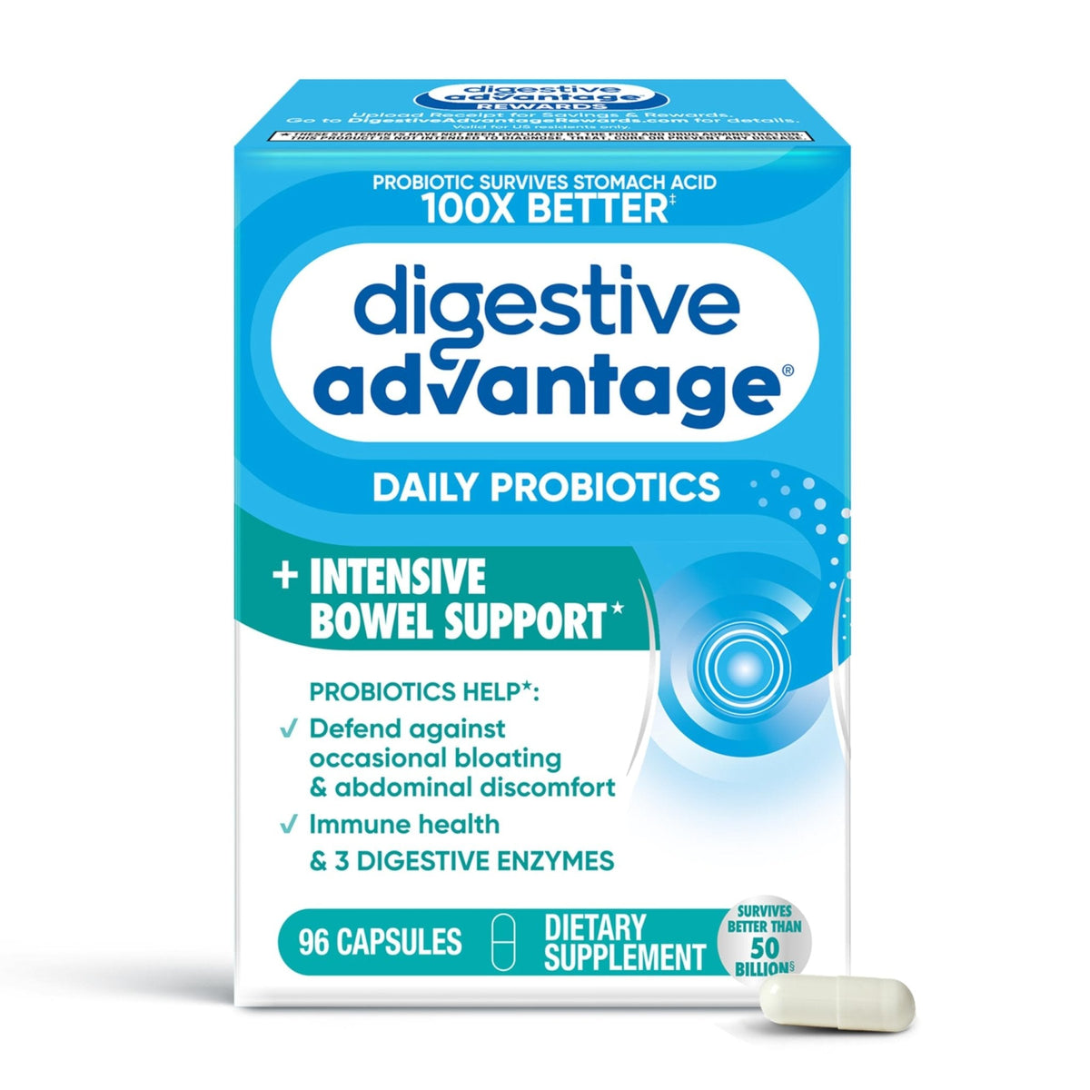 IBS Daily Probiotic Capsules for Digestive Health & Gut Health, Digestive Advantage Probiotics For Men and Women (96 count box) - Digestible Enzymes - PrimeBioHealth - canada supplements