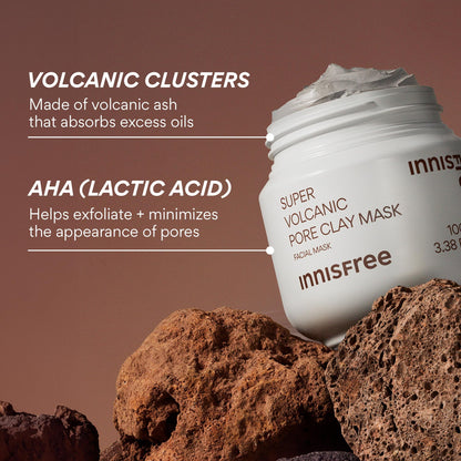 Innisfree Super Volcanic Clay Mask, Premium Korean Skincare with AHA and Natural Clusters for Deep Pore Detox, Gentle Exfoliation, Oil Control - PrimeBioHealth - canada supplements