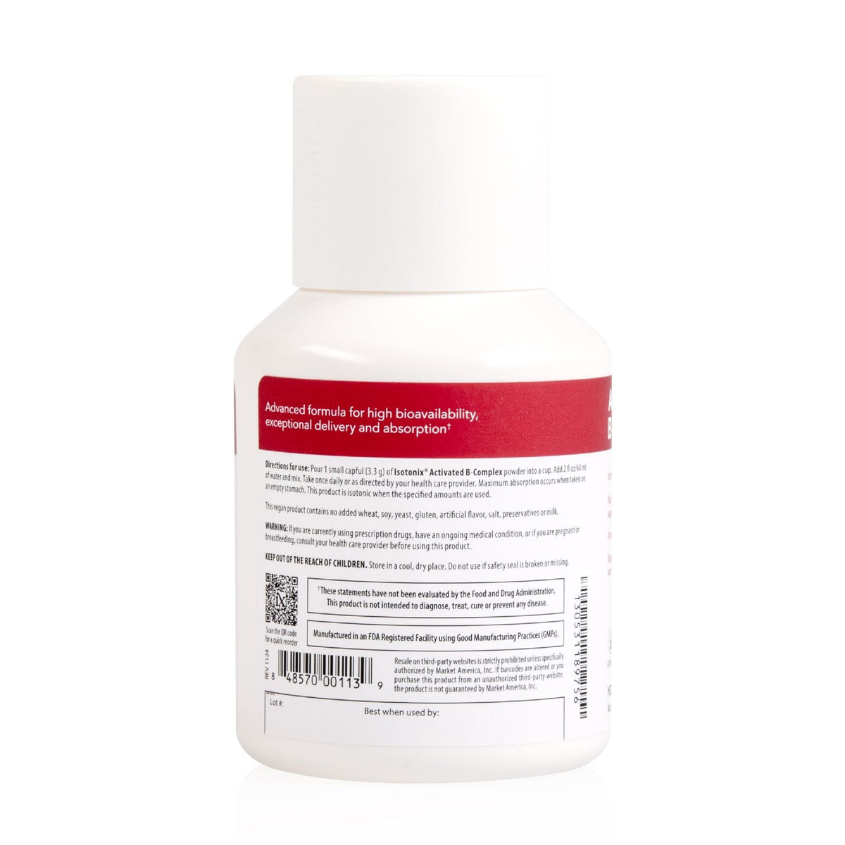 Isotonix Activated B Complex – Vegan B Vitamin Supplement for Energy, Stress Relief, and Nervous System Health – Isotonic Drinkable Formula – 90 Servings - PrimeBioHealth - canada supplements