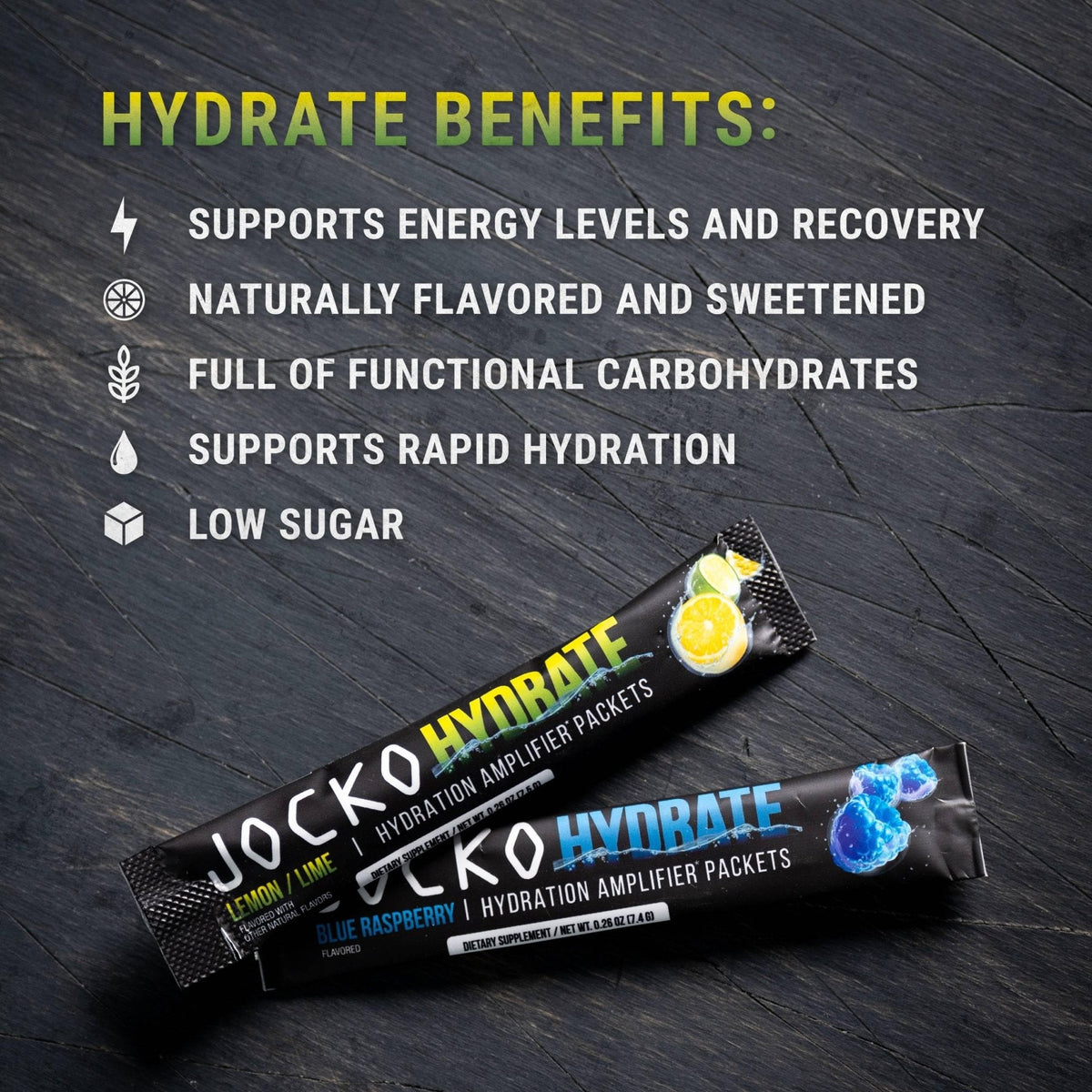 Jocko Fuel Packets Low Sugar - Hydration Amplifier Packets for Recovery, Dehydration, & Exercise - with Vitamins B6, B12 & C (16 Packets) Lemon Lime - PrimeBioHealth - canada supplements