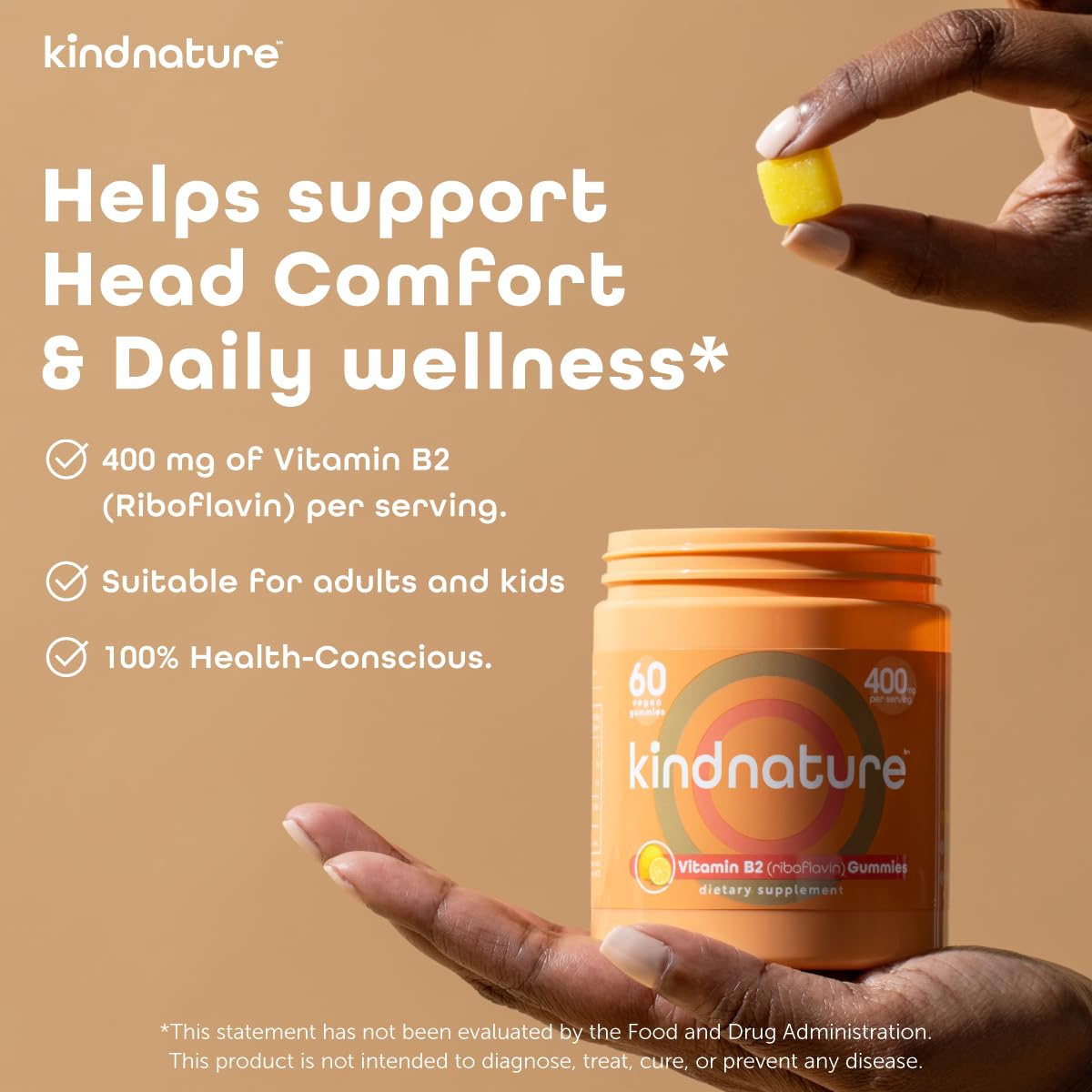 kindnature Vitamin B2 Gummies - Riboflavin 400mg Supplement for Kids & Adults - Non-GMO, Soy & Gluten-Free - PrimeBioHealth - canada supplements