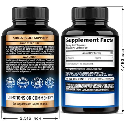 L Theanine 400 mg | L-Theanine Stress Relief | Extra Strength Supplement | Made in USA | Relaxation, Sleep & Calm Support | For Men & Women | Plant Based - PrimeBioHealth - canada supplements