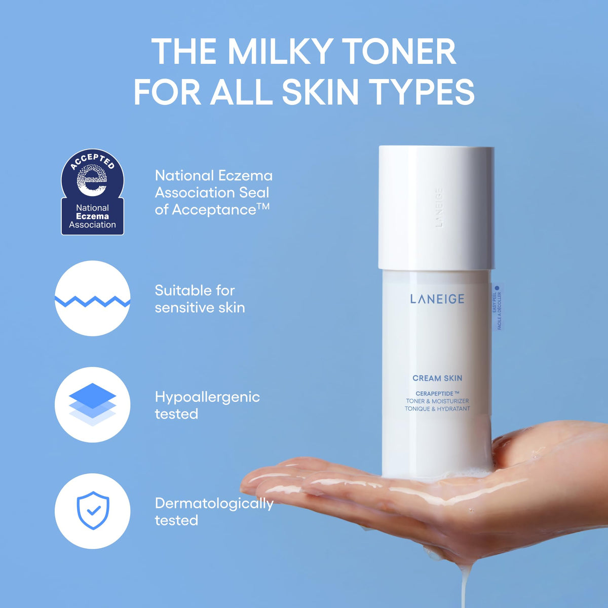 LANEIGE Cream Skin Toner & Moisturizer Mini: Lightweight Refillable Korean Milky Toner with Ceramide - PrimeBioHealth - canada supplements