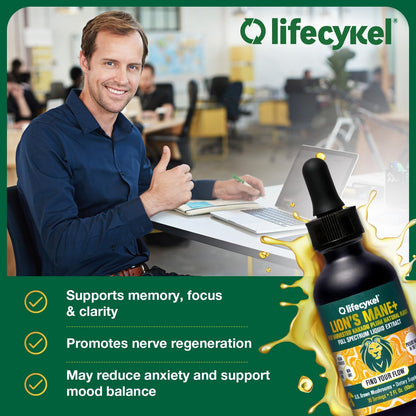 Life Cykel Cordyceps +Lion's Mane Extract Performance Pack - Organic Mushroom Supplement for Energy, Focus & Mental Clarity - USA Made, Pure & Potent Mushroom Liquid Drops for Adults - PrimeBioHealth - canada supplements