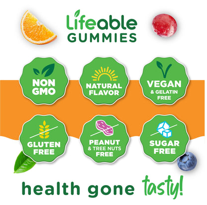 Lifeable Sugar Free Probiotics with Prebiotics Fiber – Great Tasting Natural Flavor Gummy Supplement – Keto Friendly Chewable – for Gut Health and Immune Support - PrimeBioHealth - canada supplements