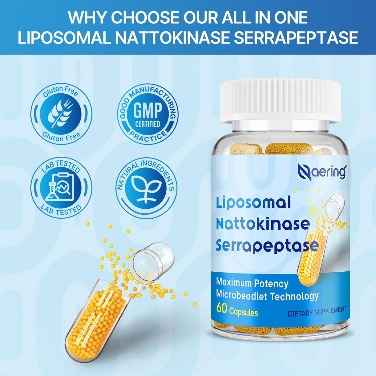 Liposomal Nattokinase 12,000 FU Serrapeptase 360,000 SPU Enzyme Supplement - Enriched with Synergistic Enzymes and Nutrient Blend & Inulin for Circulatory - PrimeBioHealth - canada supplements