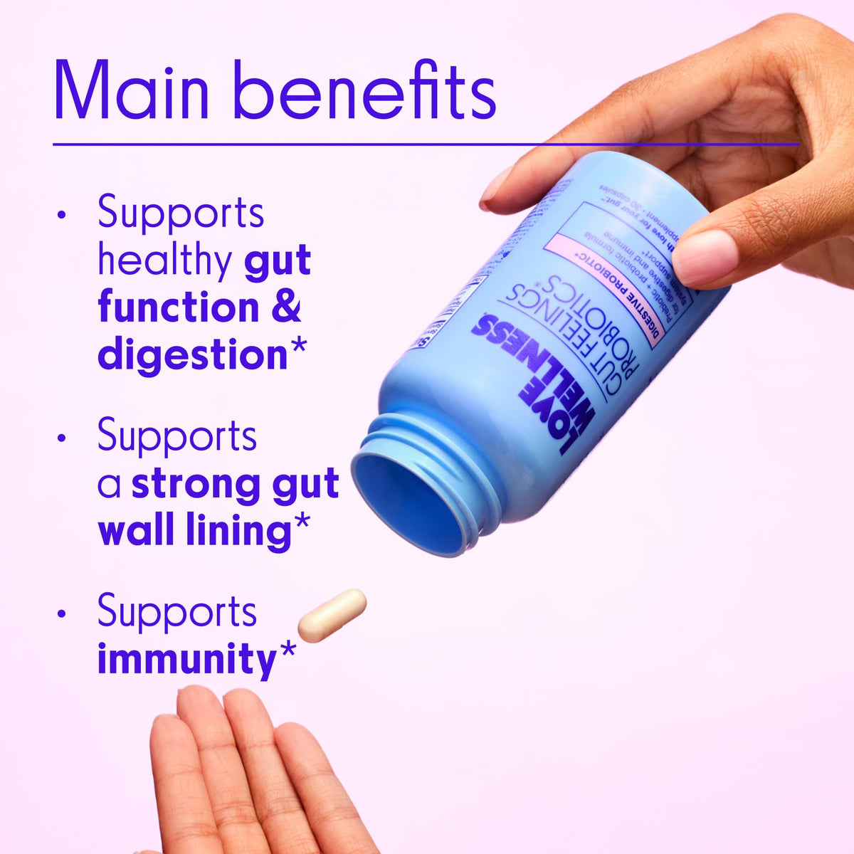 Love Wellness Gut Feelings Probiotic | Gut Health for Women, Digestion Relief & Immune Support Supplement | Womens Probiotic for Gas Relief | 3 Billion CFU | Safe Prebiotic and Postbiotic | 30 Count - PrimeBioHealth - canada supplements