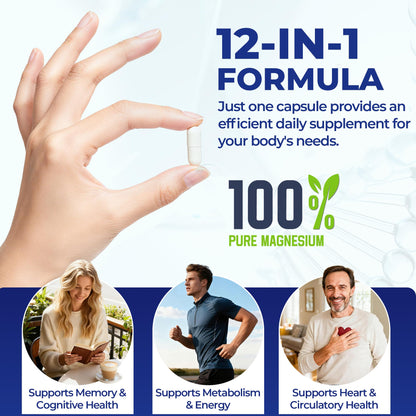 Magnesium Complex 700mg | 12-in-1 High Absorption Supplement | Glycinate, Citrate, Malate, Taurate & More | Sleep Support, Muscle Cramp Relief, Stress, Heart, Bone - PrimeBioHealth - canada supplements