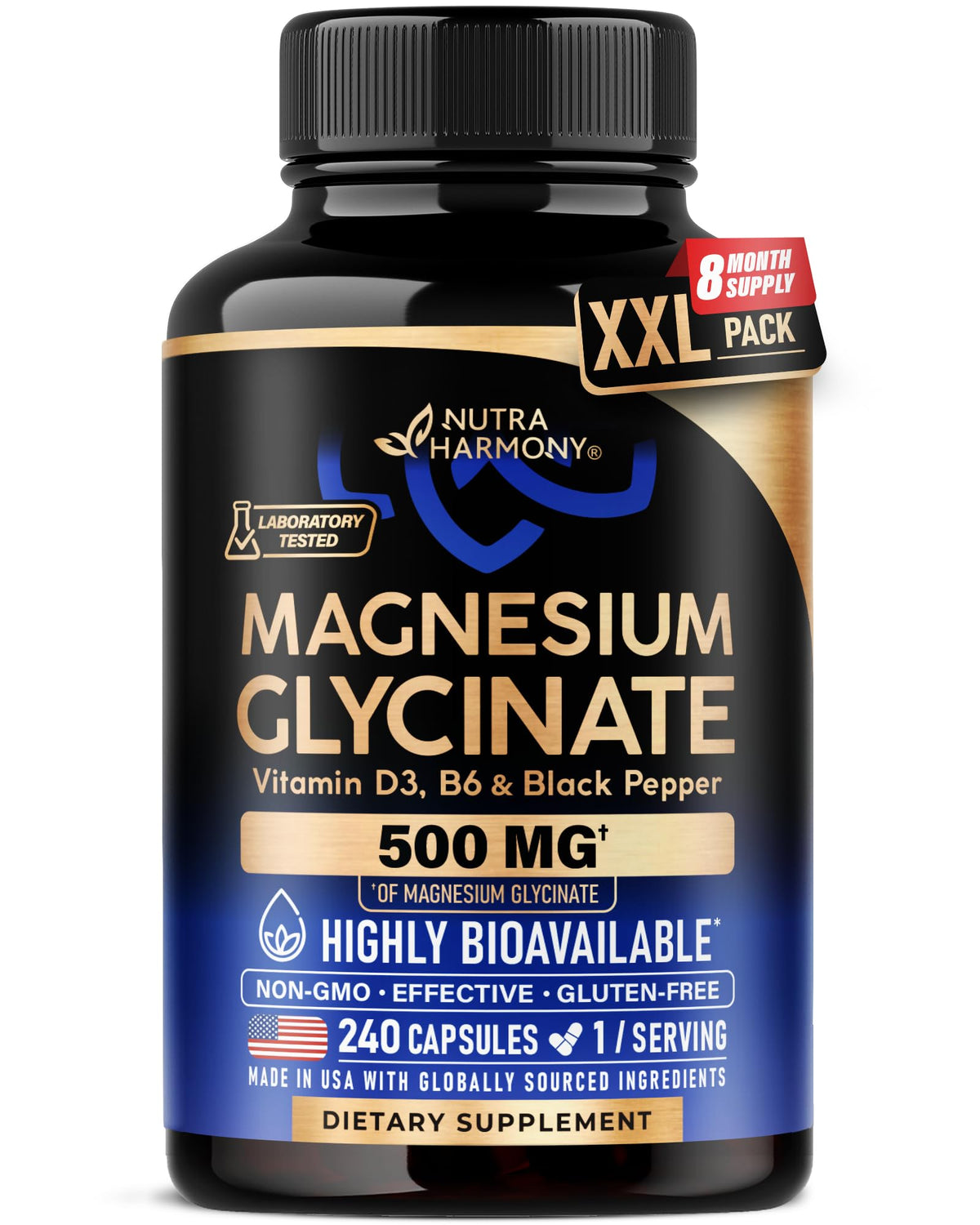 Magnesium Glycinate 500 mg - Chelated Supplement - High Absorption Form of Magnesium - Support for Sleep, Muscle & Heart Health - PrimeBioHealth - canada supplements