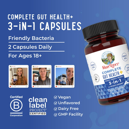 MARYRUTH'S Complete Gut Health+ Capsules | 5 Probiotic Blend | Butyrate | Corebiome® | Vegan Gut Support | Support Gastrointestinal Health & Microbiome - PrimeBioHealth - canada supplements