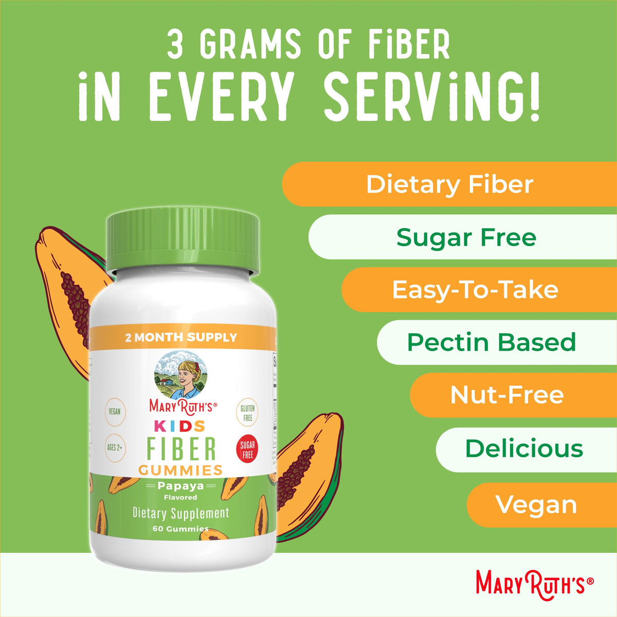 MARYRUTH'S Fiber Gummies for Kids | 2 Month Supply | Sugar Free | Soluble Fiber Supplement | Gut Health & Digestion Support - PrimeBioHealth - canada supplements