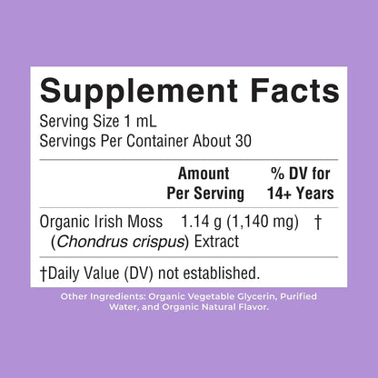 MARYRUTH'S Organic Irish Sea Moss Liquid Drops | Chondrus Crispus | Wild Harvested | Organic Irish Moss Formulated for Adults & Kids Ages 14+ | Unflavored | Sugar Free | Vegan | Non-GMO | 1 Fl Oz - PrimeBioHealth - canada supplements