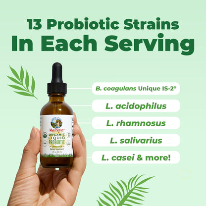 MARYRUTH'S Organics Liquid Probiotic for Ages 4+ | 2 Billion CFU | 13 Probiotic Strains | Gut Health & Digestive Support | Gas & Bloating Support | Vegan | Gluten Free | Travel-Friendly | 40 Servings - PrimeBioHealth - canada supplements