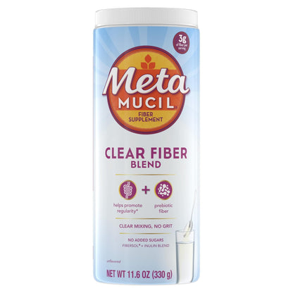 Metamucil Fiber Supplement, Unflavored Clear Mixing Powder, No Grit, No Sugar Added, Plant Based Prebiotic Fiber Supplement - PrimeBioHealth - canada supplements
