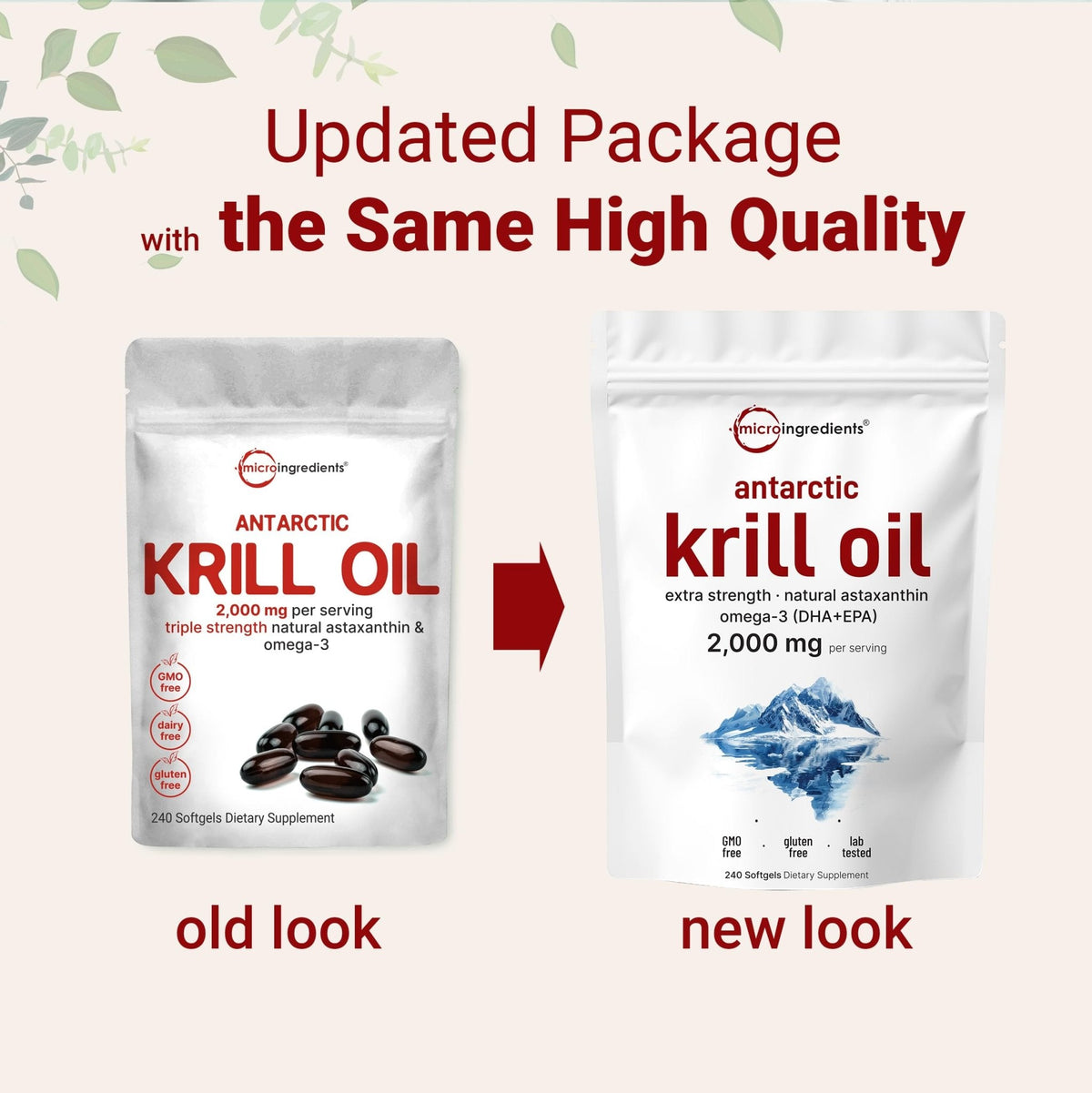 Micro Ingredients Antarctic Krill Oil Supplement, 2,000mg Per Serving, 240 Softgels, Triple Strength, Rich in Omega-3s EPA, DHA & Natural Astaxanthin - PrimeBioHealth - canada supplements