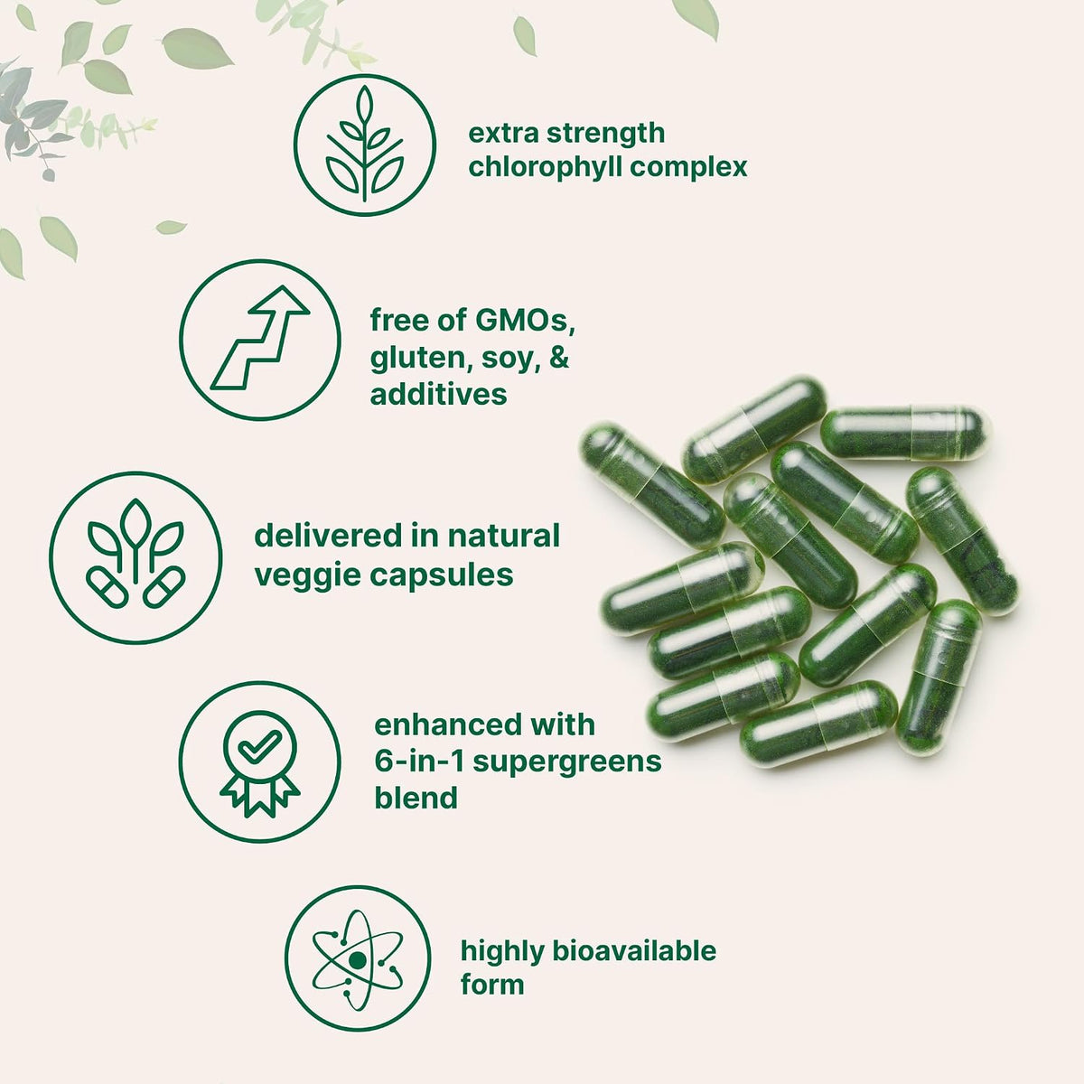 Micro Ingredients Chlorophyll Super Greens Complex | 240 Veggie Capsules with Parsley, Moringa, Spirulina, Chlorella, & More | Gluten-Free, No Additives - PrimeBioHealth - canada supplements
