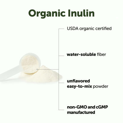 Micro Ingredients Organic Inulin FOS Fiber Powder, 2.2 lbs | Quick Water-Soluble Prebiotic | Natural Fiber for Smoothies & Drinks | Vegan Friendly, Dissolves Clear - PrimeBioHealth - canada supplements
