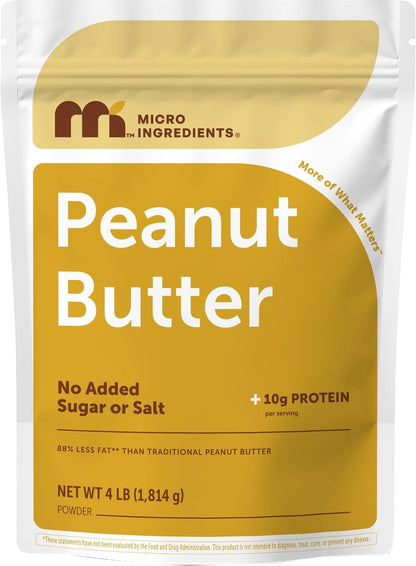 Micro Ingredients Pure Peanut Butter Powder, 4 lb | Made from Fresh Roasted Peanuts | No Added Sugar or Salt | 10g Plant-Based Protein 10% DV, 88% Less Fat | 107 Servings | Non GMO - PrimeBioHealth - canada supplements