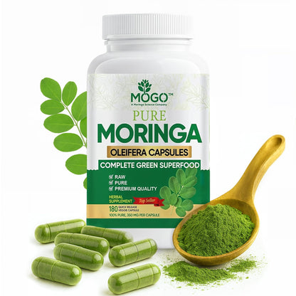 MOGO Moringa Capsules -180 Ct| Boost Energy, Immune, Gut, Joint Support | Made with Pure Organic Moringa Powder Organic Capsules | Made in USA - PrimeBioHealth - canada supplements
