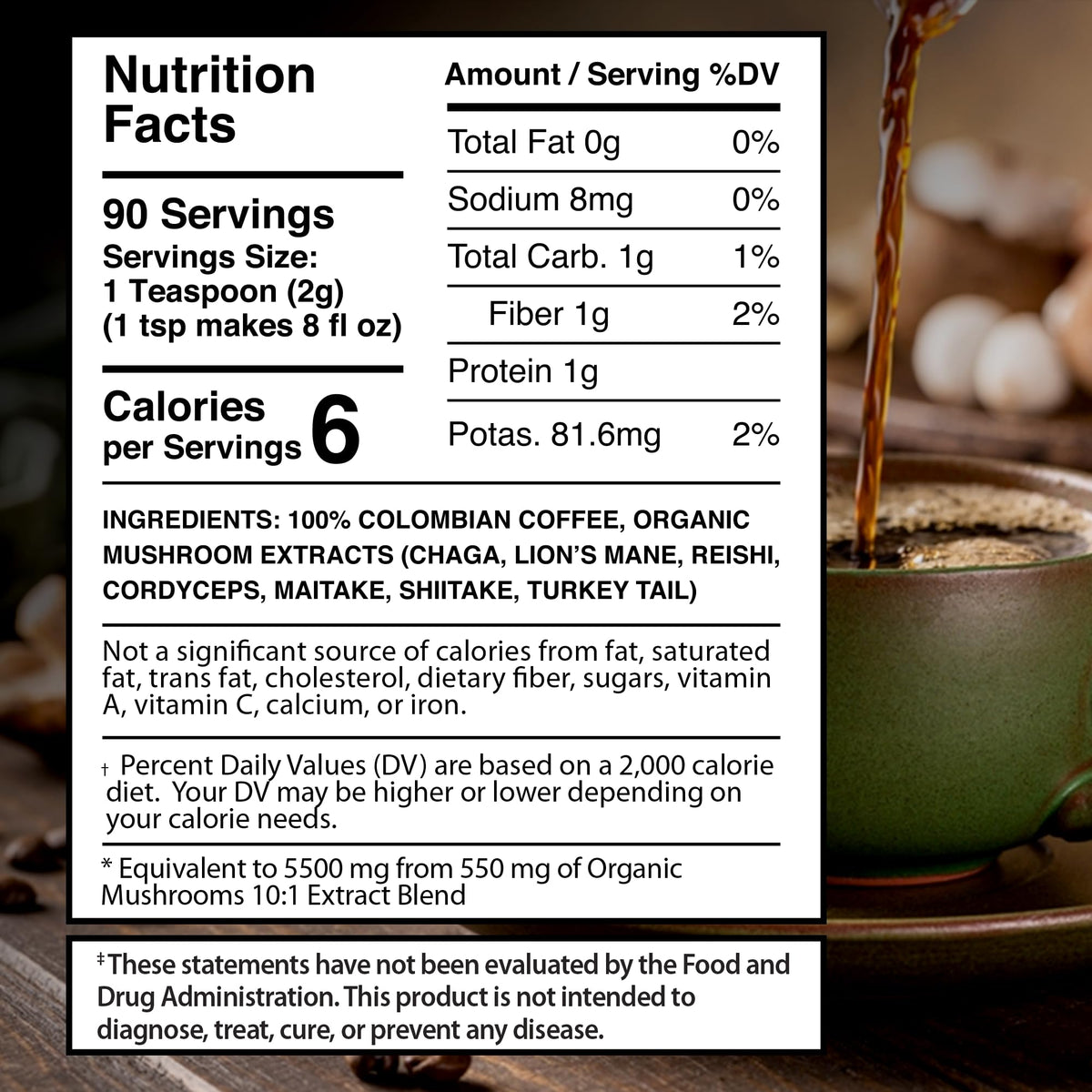 Mushroom Coffee, 90 Servings Organic Mushrooms Instant Coffea, Great Tasting Colombian Keto Coffee, 7 Superfood Mishrooms Lions Mane, Chaga, Reishi, Cordyceps, Maitake, Shiitake, and Turkey Tail - PrimeBioHealth - canada supplements