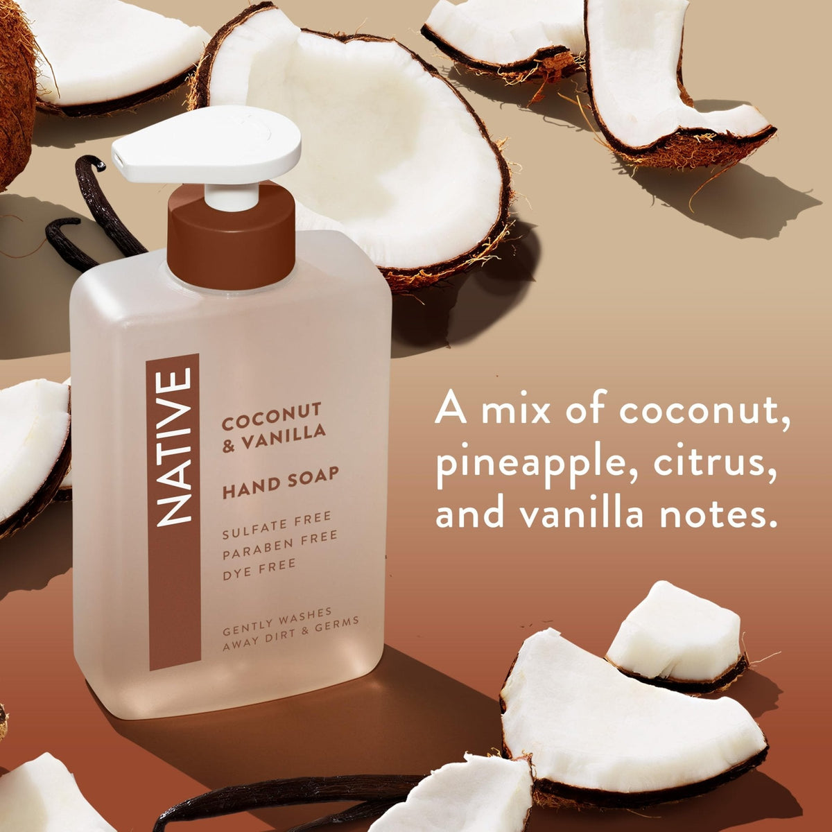 Native Liquid Hand Soap, Coconut & Vanilla Scent, Non-Drying Formula for Soft, Smooth Hands - PrimeBioHealth - canada supplements