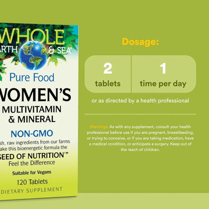Natural Factors Whole Earth & Sea Women's Multivitamin & Mineral, Whole Food Supplement, Vegan, 120 Tablets - PrimeBioHealth - canada supplements