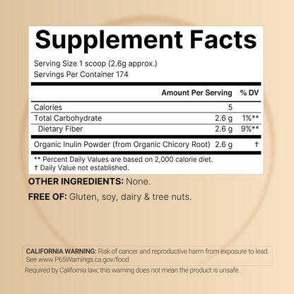 NatureBell Organic Inulin Prebiotic Fiber Powder, 1lb | Natural Chicory Root Source – Easily Mixes with Coffee or Smoothies – Fiber Supplement for Women & Men - PrimeBioHealth - canada supplements