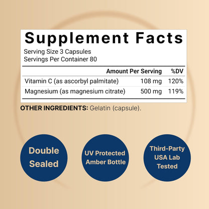 NatureBell Pure Magnesium Citrate 500mg per 3 Capsules Serving Size, 240 Capsules per Bottle | High-Purity Elemental Form | Non-GMO, Gluten-Free - PrimeBioHealth - canada supplements