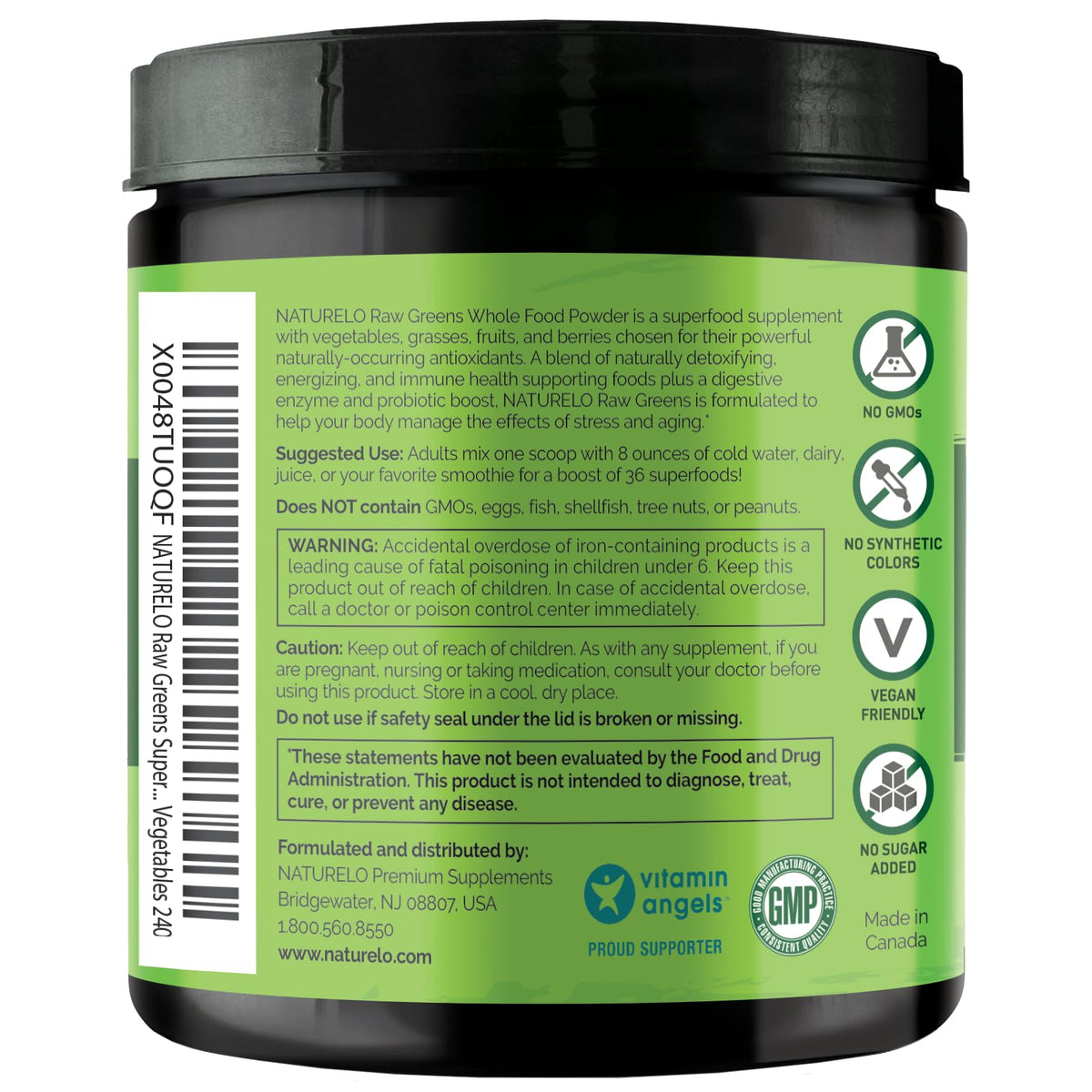 NATURELO Raw Greens Superfood Powder 240 Grams, Mixed Berry - Supports Energy, Immunity and Detox - Includes Spirulina, Wheat Grass and Organic Greens for Whole Food Nutrition - PrimeBioHealth - canada supplements