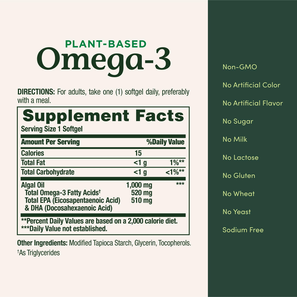 Nature's Bounty Omega 3, Plant-Based Omega 3 Fatty Acid Supplement, 520mg, Supports Whole Body Health Including Heart, Skin, Joint - PrimeBioHealth - canada supplements