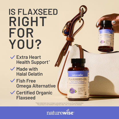 NatureWise Flaxseed Oil 1,242 mg, Fish Free Omega 3 6 9 with 720mg ALA, Dietary Supplement for Heart Health Support - Organic, Cold Pressed, - PrimeBioHealth - canada supplements