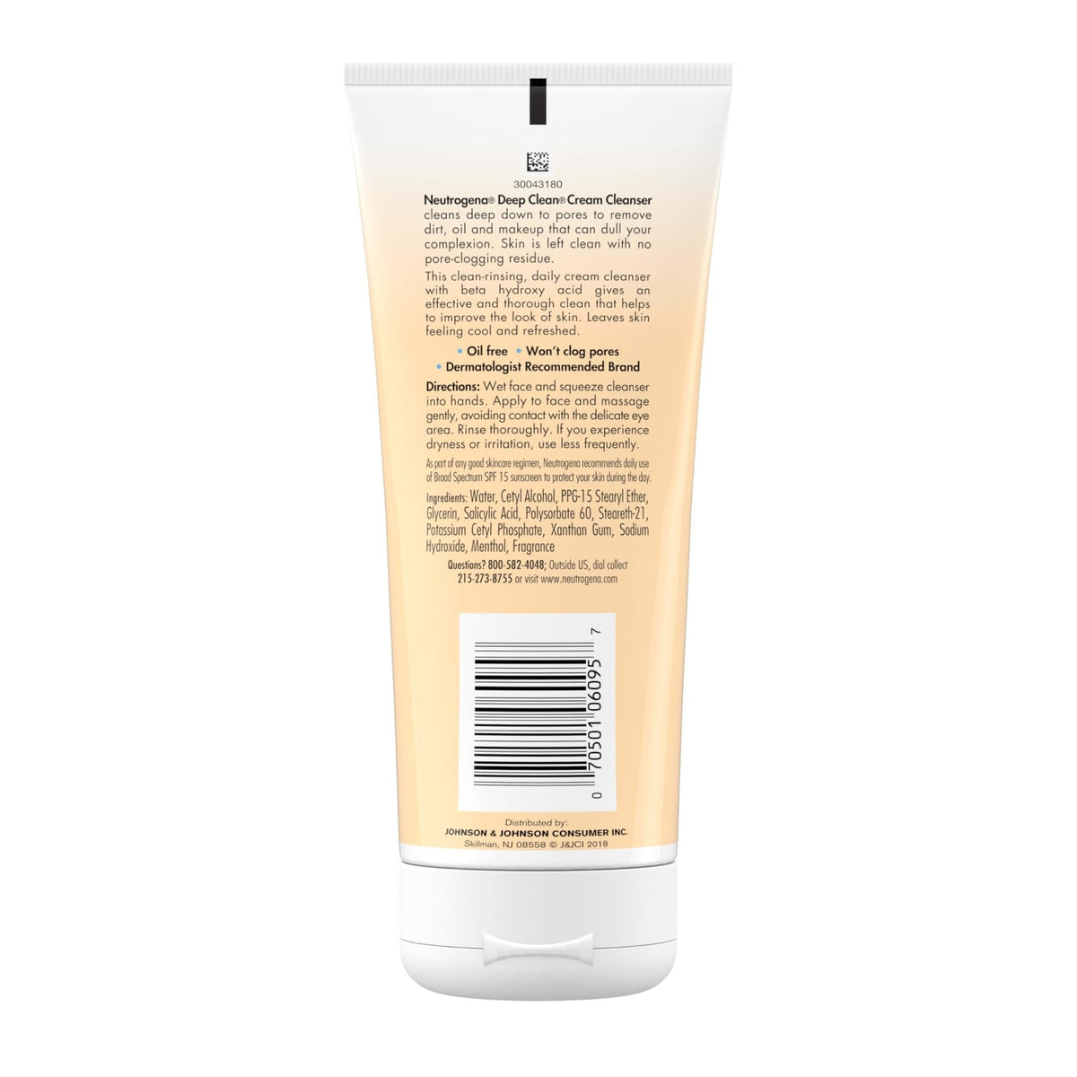 Neutrogena Deep Clean Daily Facial Cream Cleanser with Beta Hydroxy Acid to Remove Dirt - PrimeBioHealth - canada supplements