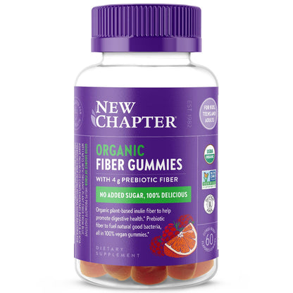 New Chapter Organic Fiber Gummies for Adults & Kids (Age 4+), Plant-Based Prebiotic Fiber for Digestive Health, Vegan, Non-GMO, USDA Organic - PrimeBioHealth - canada supplements