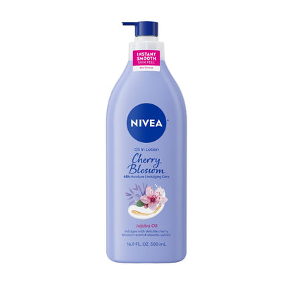 NIVEA Oil Infused Cherry Blossom and Jojoba Oil Body Lotion for Women, Fast-Absorbing and Non-Greasy Cherry Blossom Scented - PrimeBioHealth - canada supplements