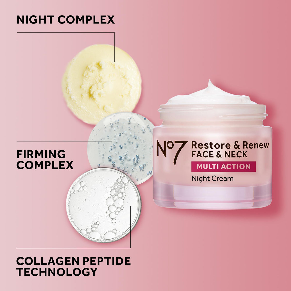 No7 Restore & Renew Multi Action Night Cream for Face & Neck - Nighttime Face Moisturizer with Collagen Peptides - PrimeBioHealth - canada supplements