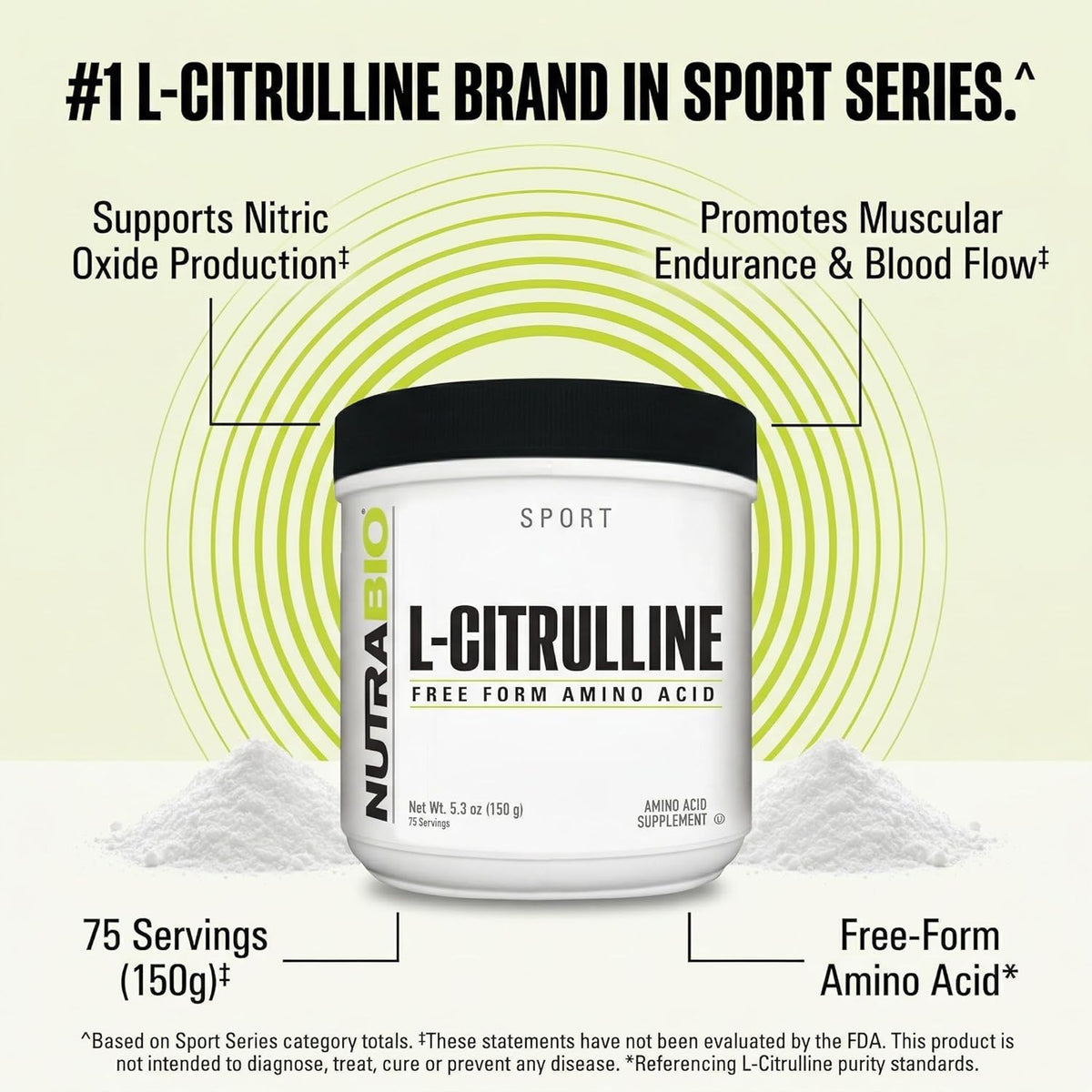 NutraBio L-Citrulline, Free Form Amino Acid, 5.3 oz (150 g) - PrimeBioHealth - canada supplements
