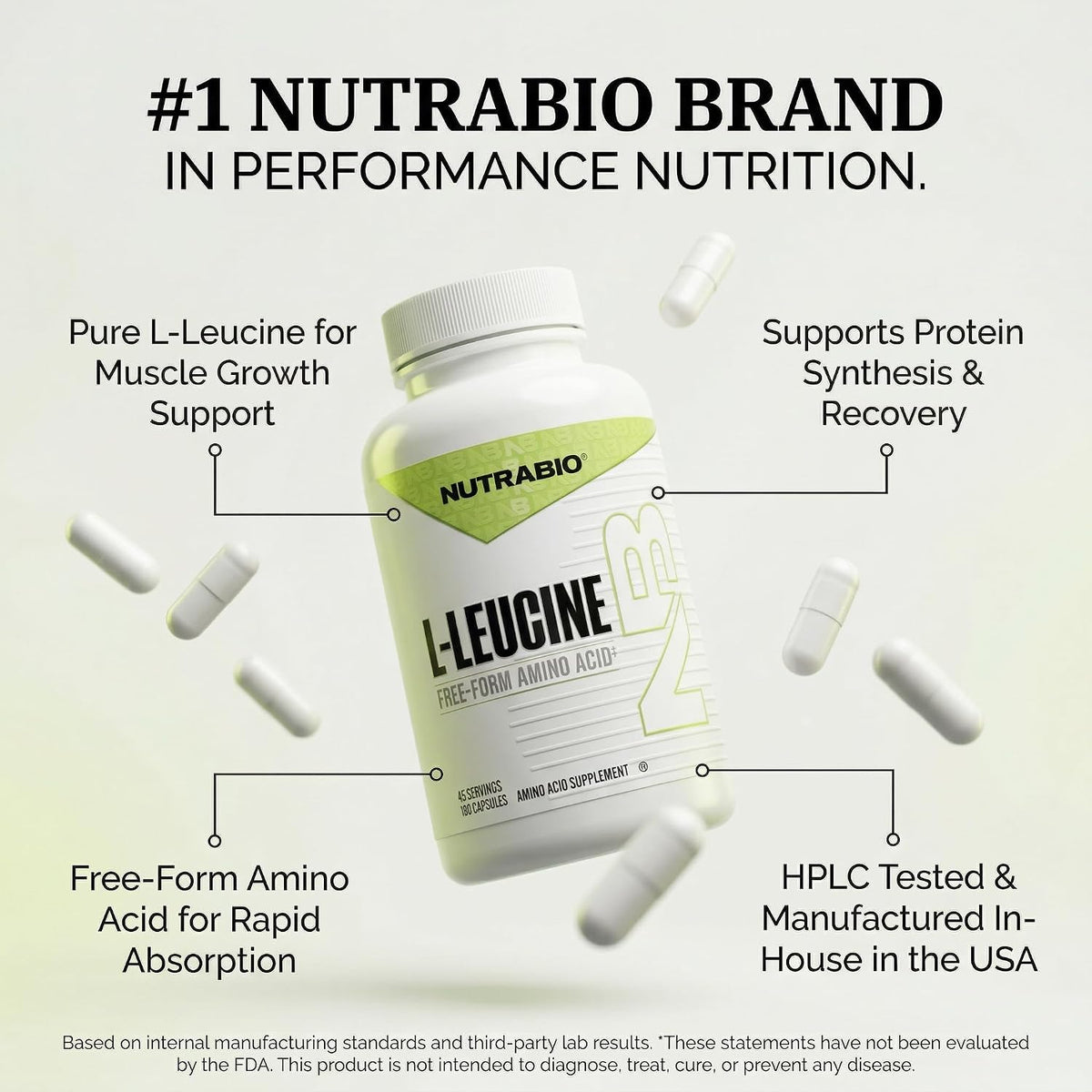 NutraBio L-Leucine Supplement - Optimal Amino Acid for Muscle Growth & Recovery - Naturally Fermented Free Form Leucine Amino Acids Supplement- Vegan, Non-GMO, Gluten Free - 400mg, 180 Capsules - PrimeBioHealth - canada supplements