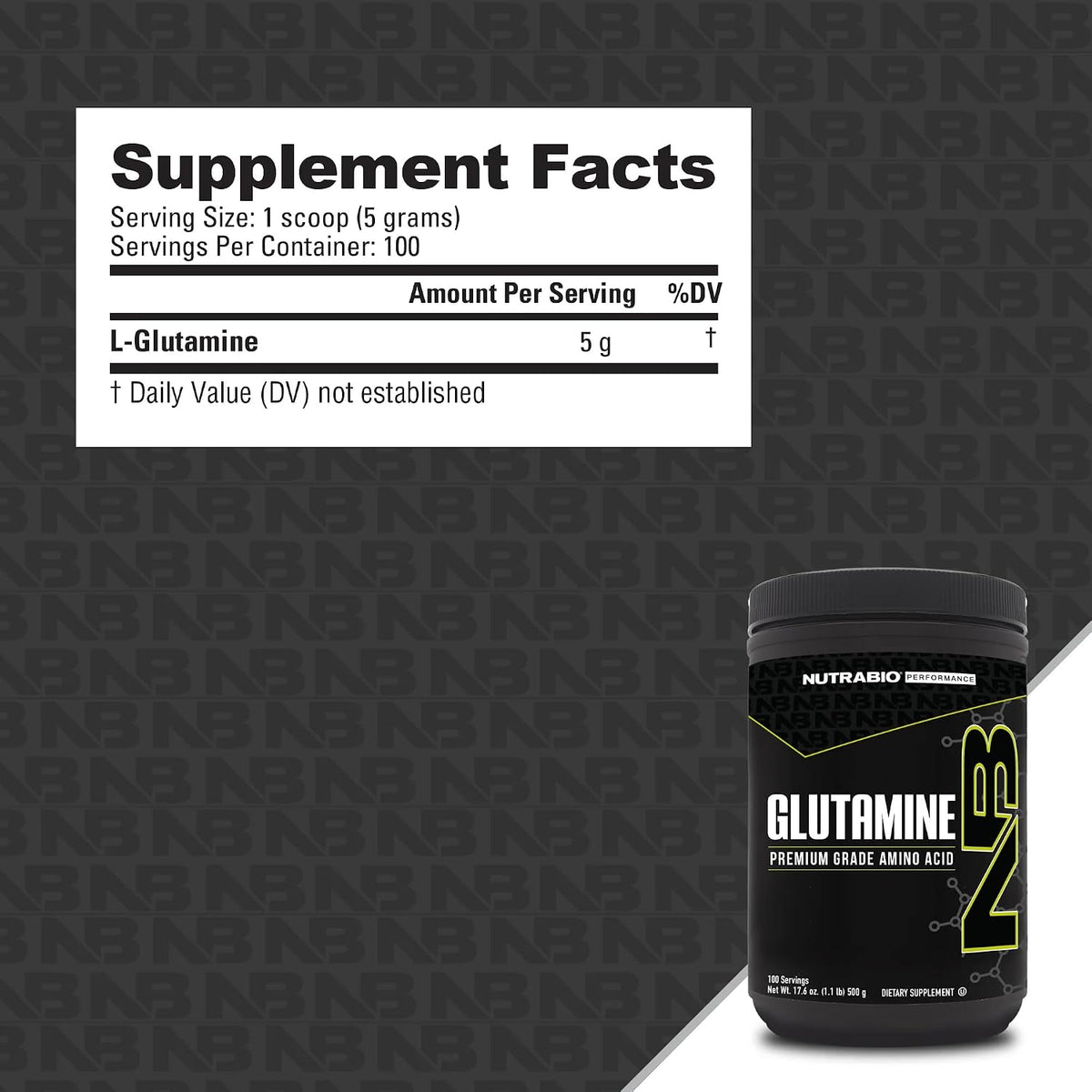 NutraBio Pure L-Glutamine Powder, 100 Servings L-Glutamine Supplement, Amino Acid, Pure Grade, Glutamina, Absolutely no Additives, Fillers or Excipients, Muscle Recovery Supplement - (500 Grams) - PrimeBioHealth - canada supplements